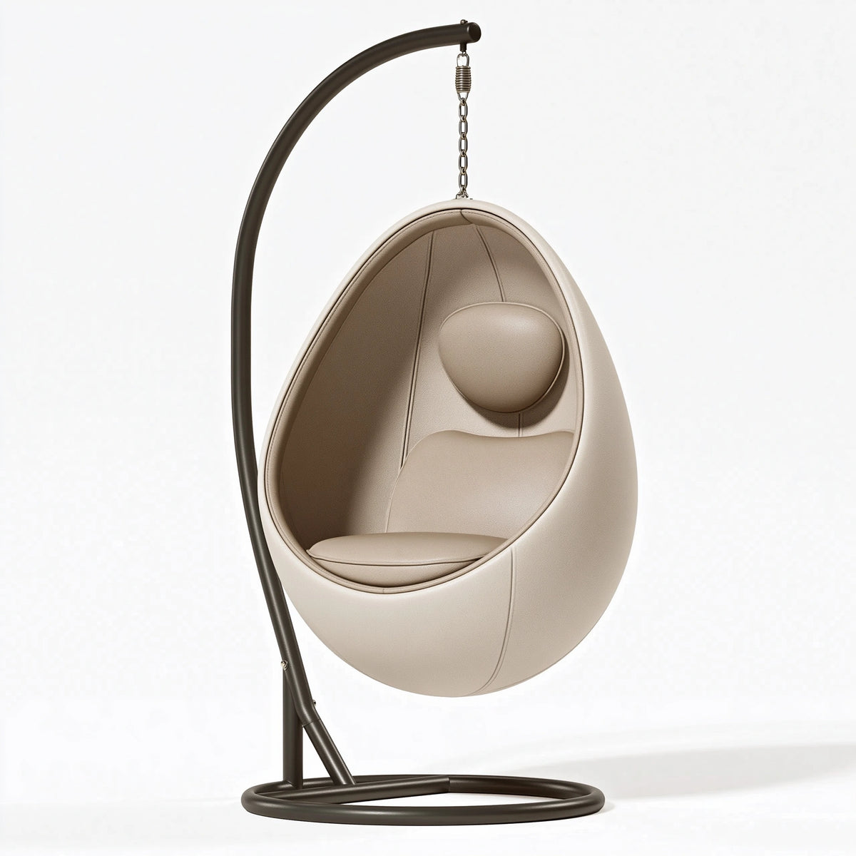 Hängesessel 105 x 95 x 195 cm aus Kunstleder in Beige mit Metallgestell im modernen Stil