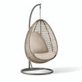 Hängesessel 105 x 105 x 195 cm Geflecht und Metall Beige Grau mit Gestell im Boho-Stil