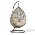 Hängesessel 105 x 105 x 195 cm Kunststoffgeflecht Beige Grau mit Stahlgestell für den Wohnbereich