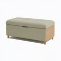 Sitzbank mit Stauraum 100 x 45 x 45 cm Textil und Holz Salbeigrün Natur Modern