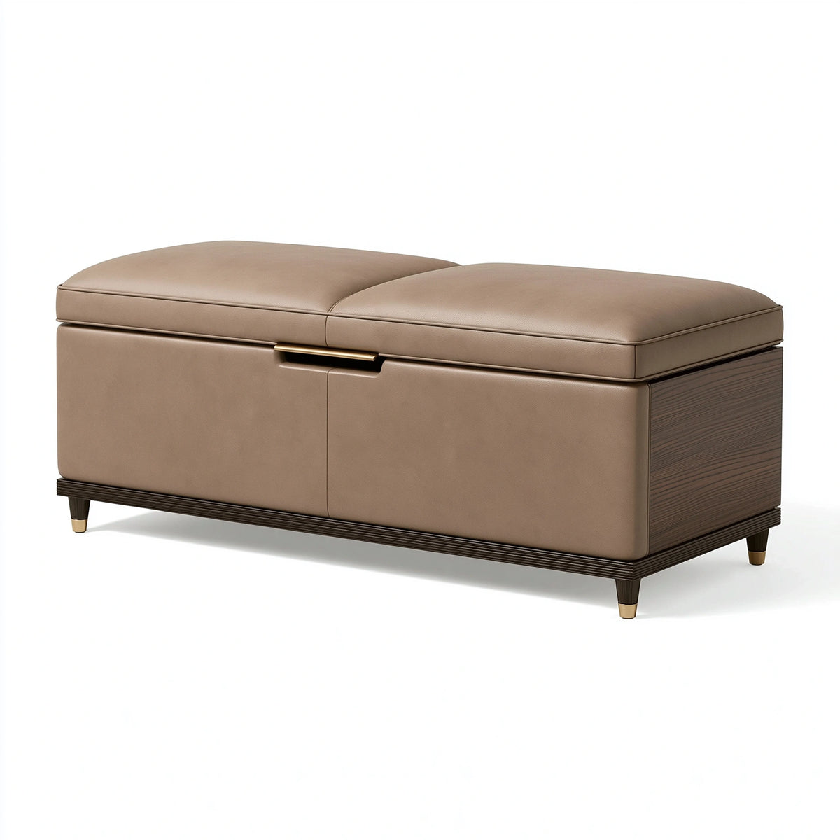 Sitztruhe 140 x 45 x 50 cm Kunstleder Taupe mit Stauraum modern