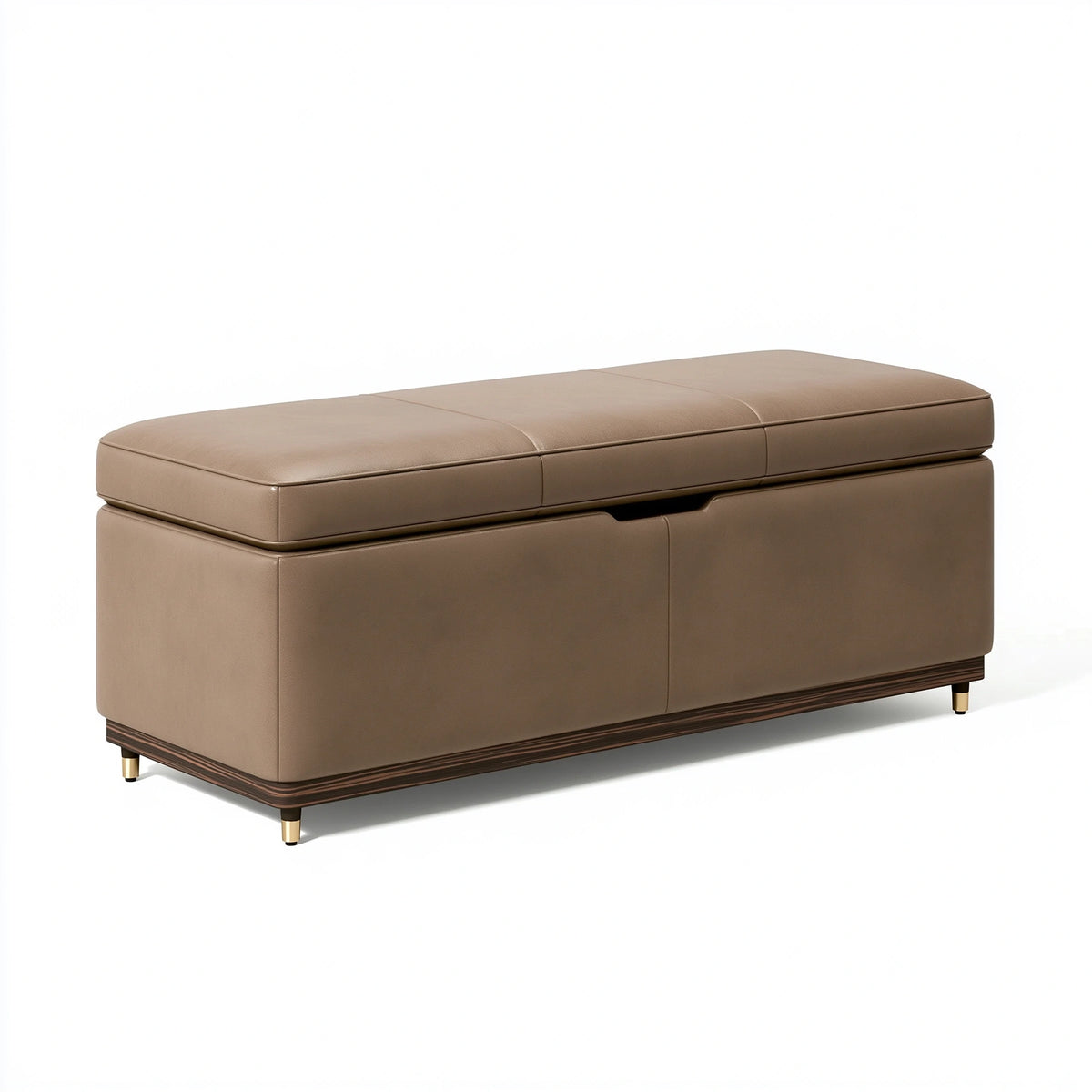 Aufbewahrungsbank 120 cm Taupe Kunstleder gepolstert mit Stauraum
