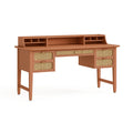 Schreibtisch 140 x 60 x 120 cm Terrakotta Holzwerkstoff mit Rattangeflecht und Aufsatz im Retro-Stil