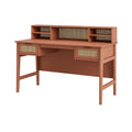 Schreibtisch 120 x 60 x 110 cm Terrakotta mit Rattangeflecht und Stauraum im Retro-Stil