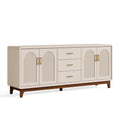 Sideboard 180 x 45 x 90 cm Holz Cremebraun mit 3 Schubladen im Retro-Stil