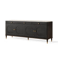 Sideboard 180 x 45 x 85 cm aus Holz in Schwarz mit Steinplatte und Schubladen