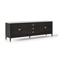 Sideboard 200 x 45 x 85 cm Holzwerkstoff Schwarz mit heller Steinoptik Ablagefläche und Schubladen