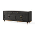 Sideboard 180 x 45 x 90 cm schwarzes Holz mit Marmoroptik Ablagefläche im Art Déco Stil