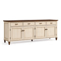 Sideboard 200 x 45 x 90 cm aus Holz in Cremebraun - Landhausstil mit 4 Schubladen und 4 Türen